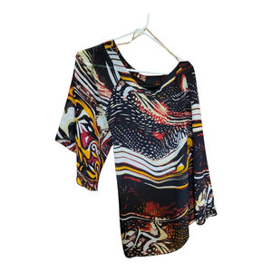 Stylish Sheer 3/4 Sleeve Shoulder-Exposed Top